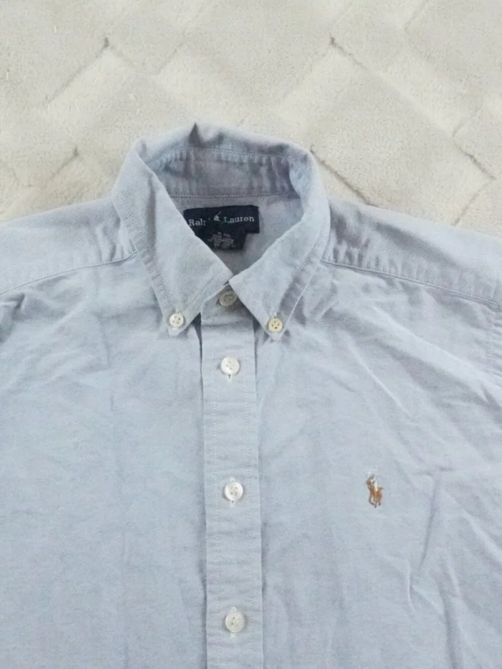 Ralph Lauren Oxford Button Up Shirt Youth Boy's Size 10 Blue Long Sleeve